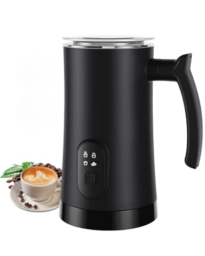 Liksiy Milk Frother and Steamer, 4-in-1 Electric Milk Frother for Hot & Cold Foam, Quiet Coffee Frother and Milk Warmer for Latte, Cappuccino and Macchiato, Black