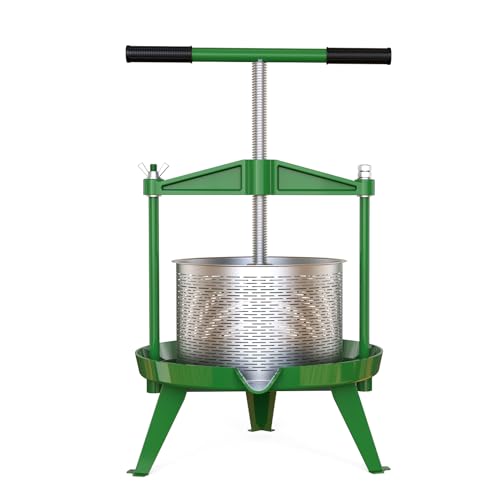 Green Fruit Wine Press 2.38 Gal - Heavy-duty T-Handle & Cross-beam, Stainless Steel Juice Maker for Apple, Grape, Home Brewing - color: Green, size: 2.38 Gallon