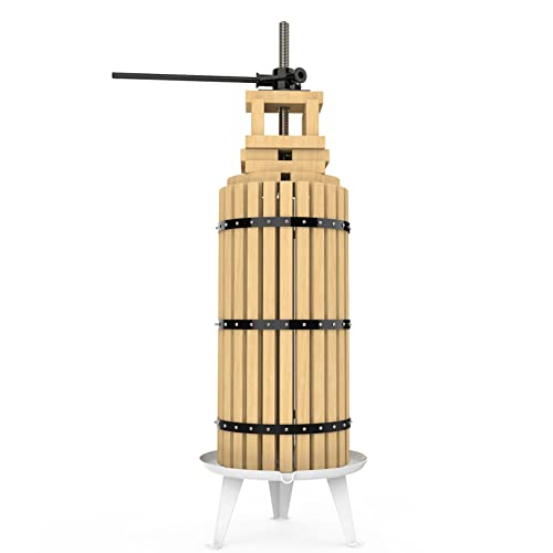 SQUEEZE master Fruit Press-7.9 Gallon/30L-Solid Wood Basket Wine Press-Vintage traditional juicer-6 Press Wooden Blocks-Pole Handle Bar for Juice,Wine,Cider-1 free filter bag included - color: Black, size: 7.9 Gallon