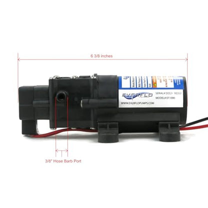 OEM | Everflo 1.0 GPM, 12V, Max 40 PSI Diaphragm Pump EF1000, EF1000-BOX, EF1000BOX