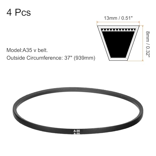 uxcell 4pcs A35 or 4L370 Classic Wrapped Rubber V-Belt, 35"(889mm) Inside Circumference, A Profile V Belt - size: A35