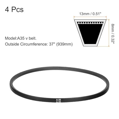 uxcell 4pcs A35 or 4L370 Classic Wrapped Rubber V-Belt, 35"(889mm) Inside Circumference, A Profile V Belt - size: A35