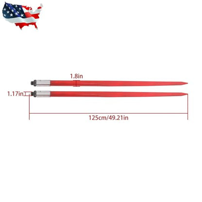 （2 PK） 4500lb Capacity 49" Hay Bale Spear Quick Attach for Skid Steer Tractor Lift