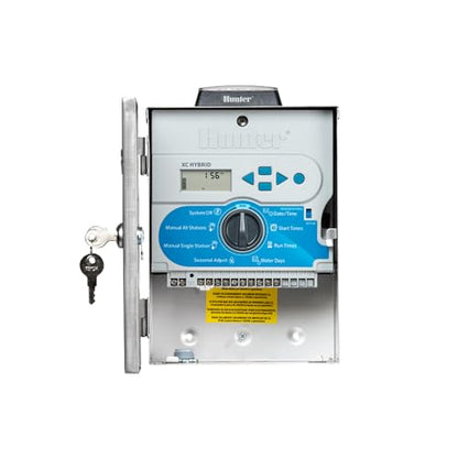 Hunter XC Hybrid Solar Sprinkler Controller, 6 Zone Irrigation Timer, Programmable Outdoor Automatic Irrigation Control, Stainless Steel Casing, (XCH-600-SS-P) - style: 600-SS