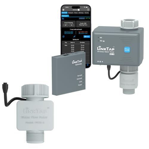 LinkTap G2S Smart Water Timer & Gateway & Micro Flow Meter, Ideal for Drip Irrigation (0.05-1.3 GPM)