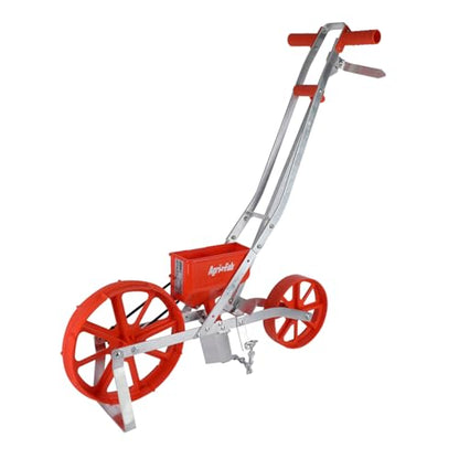 Agri-Fab Push Garden Seeder Planter with 7 Interchangeable Seed Plates, 3 lb Capacity Hopper and Adjustable Row Marker, Orange