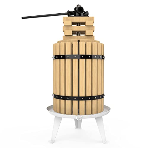 SQUEEZE master Fruit Press-4.75Gallon/18L-Solid Wood Basket Wine Press-Vintage traditional juicer-6 Press Wooden Blocks-Pole Handle Bar for Juice,Wine,Cider-1 free filter bag included - color: Black, size: 4.75 Gallon