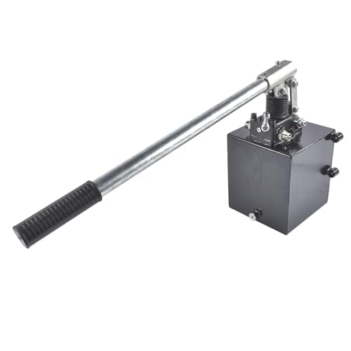 Double Acting Manual Hydraulic Pump with 5 Quart Tank and Changeover Valve, 3600 PSI 3/8" NPT Ports Piston Hand Pump Hand Operated Hydraulic Pump with 2.7 CID for Double Acting Cylinder Vahaha - size: 2.7 CID