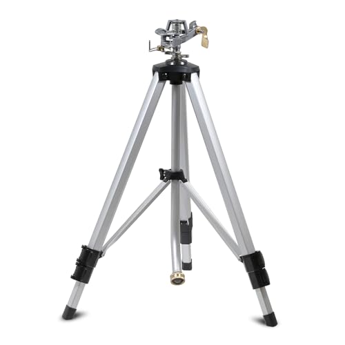 YAMATIC Impact Sprinkler, 21-50in Height Adjustable Tripod Base, 1 PCS
