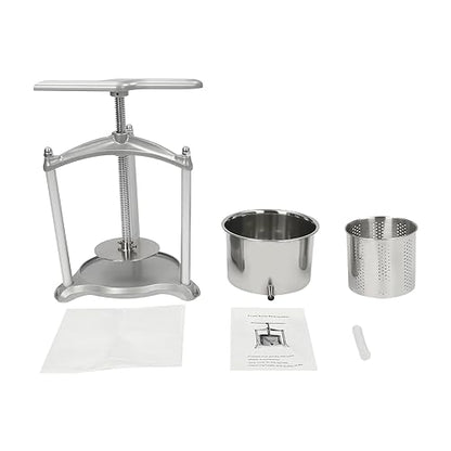 Fruit Wine Press, 0.8 Gal Manual Press Machine with Dual Stainless Steel Barrels, Ergonomic Design for Cider, Tincture, Cheese, Vegetables (3L) - size: 3L