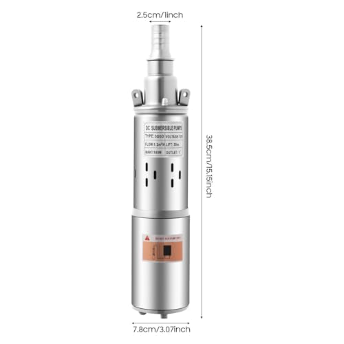 Deep Well Submersible Pump 12v/250w 263GPH 98ft Head with 56ft Head
