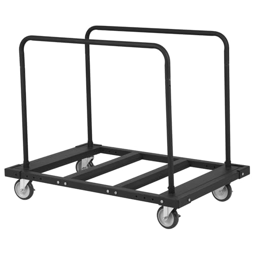 VEVOR Folding Table Cart, Heavy Duty Table Trolley with 5" Swivel Wheels, 1800 LBS Drywall Dolly Cart for Garage, Home, Warehouse, Party Event Hotel Furniture 10 Table Capacity - style: 1800LBS - Double Bar
