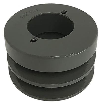 Double Groove 3.45" Cast Iron Electric Motor " H " Pulley/Sheave, Bushing Included, for 3/8" and 1/2" Top Width 3L/A/AK/4L/4LK Section V Belt, 2 Groove (5/8" Shaft / 0.625 Bore, 2AK34H) - size: 5/8" Shaft / 0.625 Bore