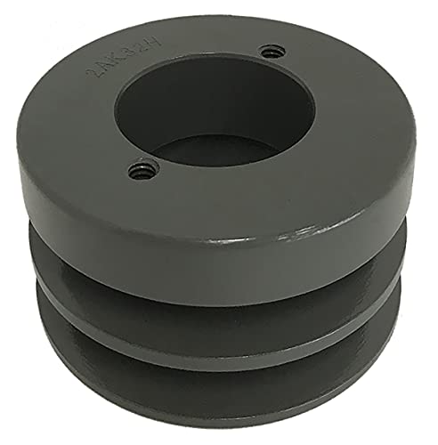 Double Groove 3.25" Cast Iron Electric Motor " H " Pulley/Sheave, Bushing Included, for 3/8" and 1/2" Top Width 3L/A/AK/4L/4LK Section V Belt, 2 Groove (7/8" Shaft / 0.875 Bore, 2AK32H) - size: 7/8" Shaft / 0.875 Bore