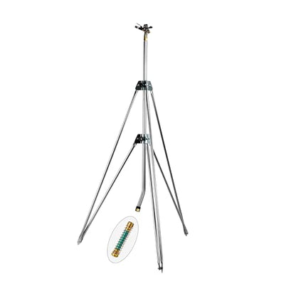 Impact Water Sprinkler 300005 on Tripod Stand, Telescopic with Long Range to 80 ft Diameter Coverage by New England Garden Tools