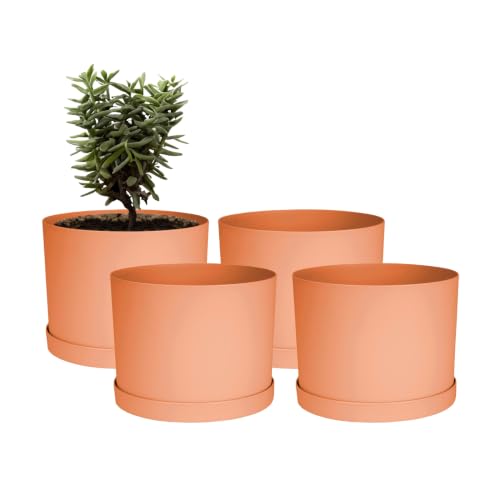 Bloem Mathers 8" Modern Plastic Planter, Muted Terra Cotta, 4-Pack - color: Muted Terra Cotta, size: 8" (Pack of 4)