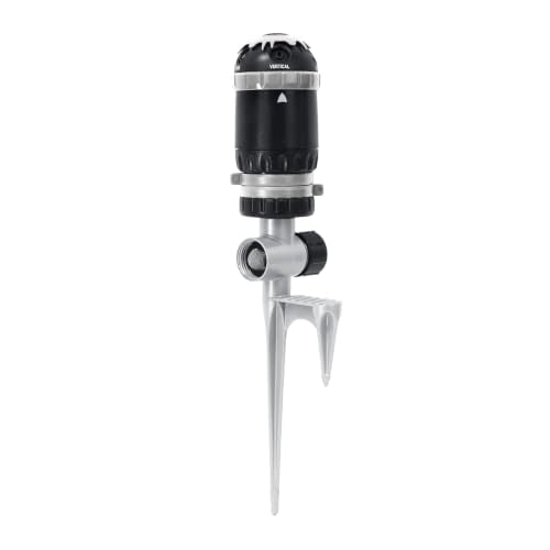 RESTMO Gear Drive Sprinkler with Step Spike Base, Silver - color: Silver, size: 1 Pack