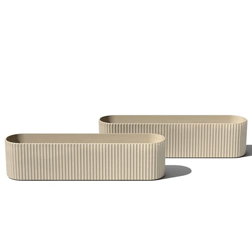 Veradek Demi Series Window Box Planter - Round Outdoor Planter - color: Sand, size: 36 inch - 2 Pack