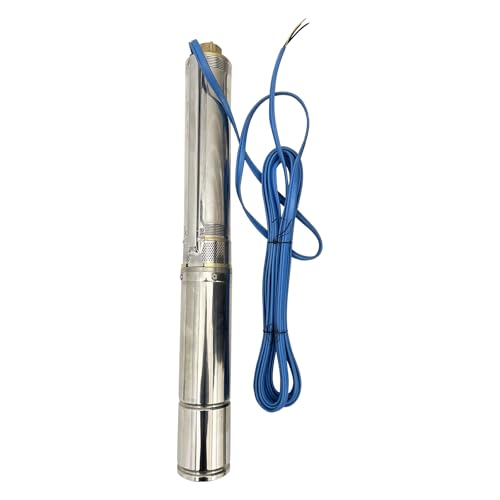 4 Inch Electric Submersible Well Pump, Stainless Steel Deep Well Pump for Agricultural Irrigation, Industrial Water Supply, High Head 150+FT, Quiet 1HP Motor, Overheat Protection 110V