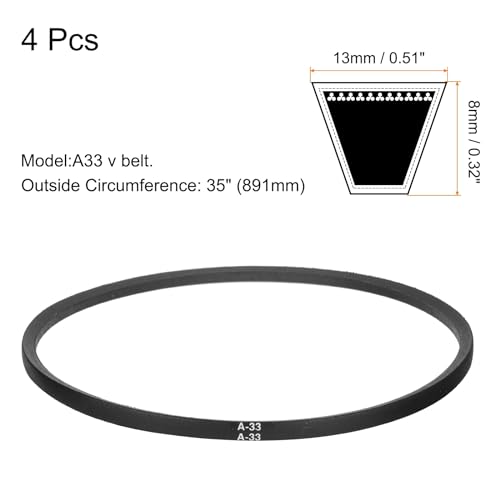 uxcell 4pcs A33 or 4L350 Classic Wrapped Rubber V-Belt, 33"(841mm) Inside Circumference, A Profile V Belt - size: A33