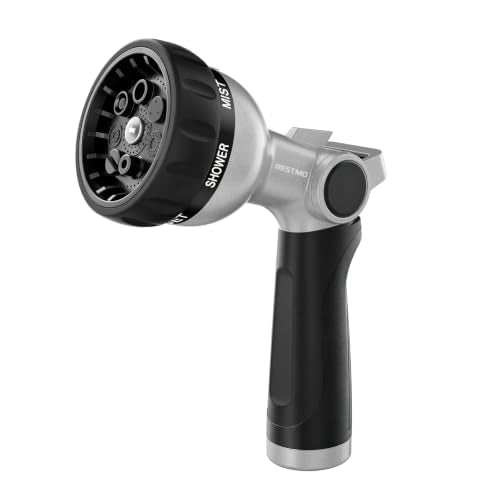 RESTMO Water Hose Nozzle, Metal Garden Sprayer, Medium Duty, Leak-proof - color: Black
