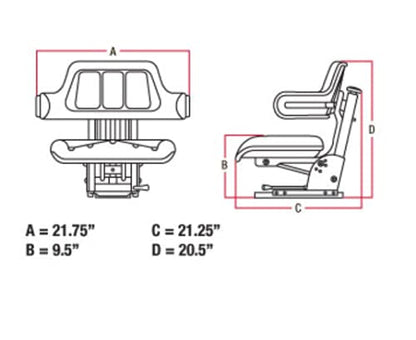 E-W222BL Wrap Around Black Universal Tractor Seat for John Deere, Ford, Massey Ferguson