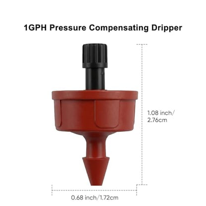 1 GPH Pressure Compensating Drippers: 20 Pcs Drip Irrigation Spot Constant Flow Emitters Parts for Drip Watering System (1 GPH)
