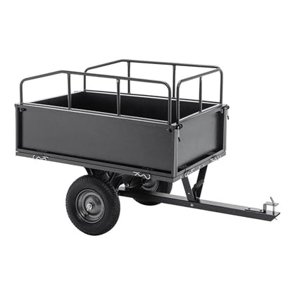 600LBS Heavy Duty Steel Dump Cart Trailer, 17 Cu.Ft. Tow Behind Hauling & Dumping Wagon for ATV, Lawn Tractor and Garden with 16" Tires