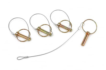 3/8 x 1-3/4 Lynch Pin with 10 in Stainless Steel Cable, Heavy Duty Linch Pin with Ring, Quick Release Trailer Gate Pin for Utility Trailer, Farm Gate, Tractor & Equipment, Zinc Plated, 4 Pack