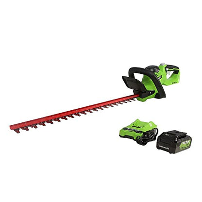 Greenworks 24V 22" Cordless Laser Cut Hedge Trimmer, 4.0Ah USB Battery and Charger Included - size: 22 in, style: With 4Ah Battery