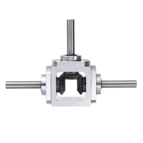 uxcell Gear Box 90 Degree Right Angle Bevel Gearbox 1:1 Reversing Double Output Shaft 1 Module 20 Teeth Bevel Gear Aluminum Frame Simple Mechanical DIY Module with 8mm Shaft