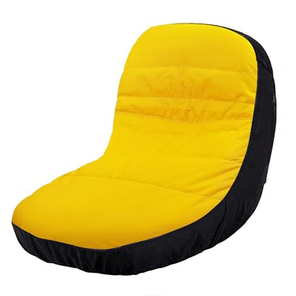 Seat Cover (Large) LP92334 Fits John Deere Mower up to 16.5'' - 18" High (Waterproof) (Four Convenient Pockets)(Made with Oxford 600d Fabric) Comes with Storage Pouch - color: yellow and black