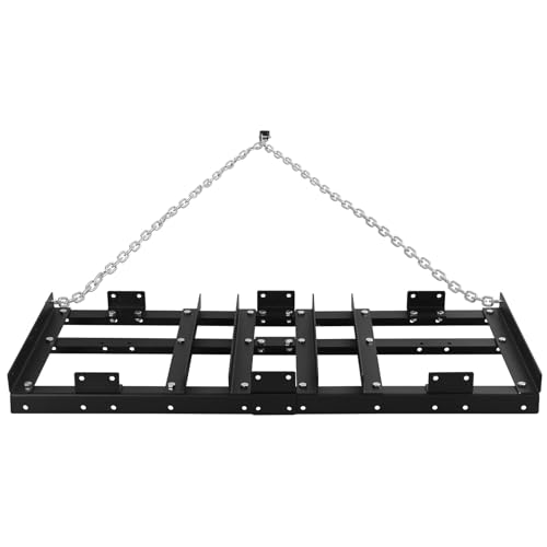 Drag Harrow Driveway,4FT Lawn Leveling Rake with Chain Power Rake | Heavy Duty Grader Landscape Power Rake for ATV, UTV, Tractor, Mower and Maintenance for Gravel Driveways Beyond - size: 4FT