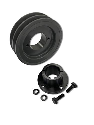 Double Groove 4.25" Cast Iron Electric Motor " H " Pulley/Sheave, Bushing Included, for 3/8" and 1/2" Top Width 3L/A/AK/4L/4LK Section V Belt, 2 Groove (1-1/8" Shaft / 1.125 Bore, 2AK44H) - size: 1-1/8" Shaft / 1.125 Bore