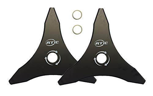 ATIE 12" x 3 Teeth Heave Duty Steel Brush Cutter, Trimmer, Weed Eater Blade (2 Pack)