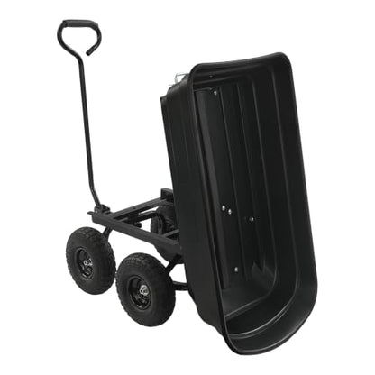 Heavy Duty Garden Cart with 90° Rotating Handle, 551lbs Capacity (Black) - color: Black