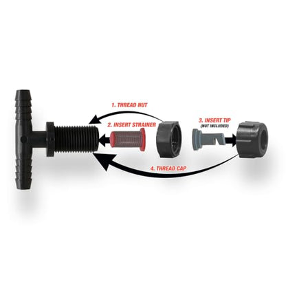 Valley Industries Polypropylene Tee Nozzle Body Kit - 11/16" MPS x 3/8" HB, 2 Pack - style: Tee Nozzle Body