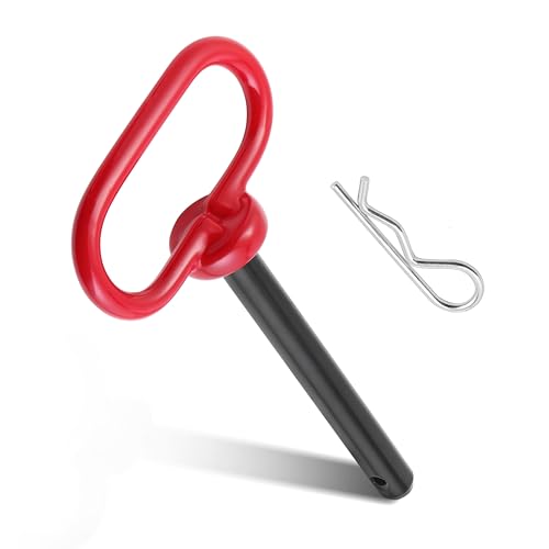 Trailer Hitch Pin, 1/2 x 4 Inch Tractor Hitch Pin with R-Clip Pin for Lawn Mower, Tractor, Trailer (Red) - size: 1/2 x 4 Inch