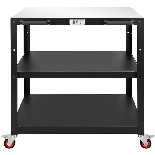 Feasto 3-Shelf Pizza Oven Table with Lockable Wheels, 36''x 24'' - color: Black