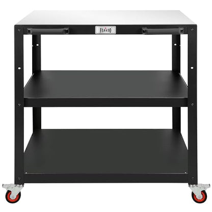 Feasto 3-Shelf Pizza Oven Table with Lockable Wheels, 36''x 24'' - color: Black