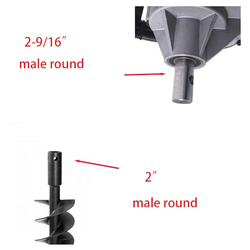 Auger Adapter 2-9/16 Female Round to 2 inch Male Round Auger Attachment