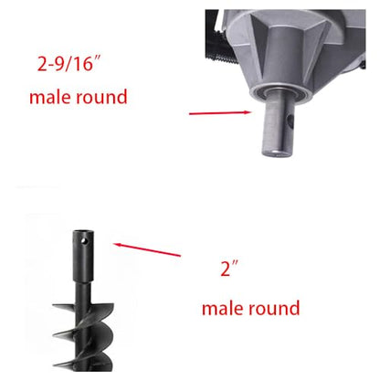 Auger Adapter 2-9/16 Female Round to 2 inch Male Round Auger Attachment