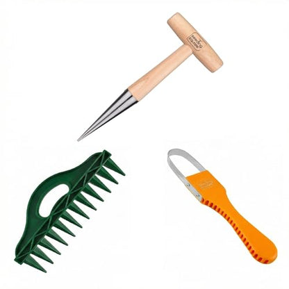 Row Seeder + Pokey Planter + Sneaky Weeder Bundle – Garden Row Maker, Dibber Tool & Hand Weeding Tool for Easy Planting & Maintenance