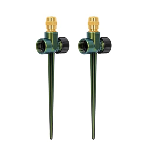 RESTMO 2 Pack Heavy-Duty Full-Metal Lawn Sprinklers for Yard - color: Green, size: 2 Pack