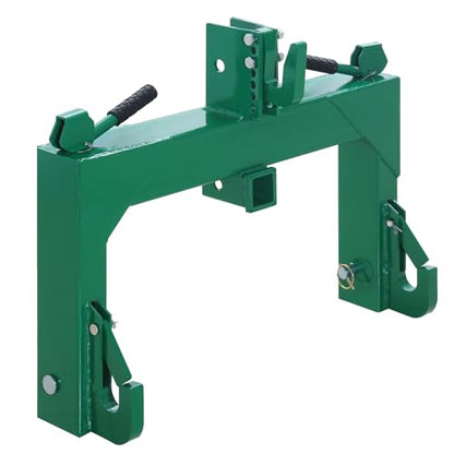 3-Point Quick Hitch for Category 1 & 2 Tractors - 3000 Lbs Lifting Capacity with 2" Ball Hitch Receiver & 5 Adjustable Bolt Points-Green