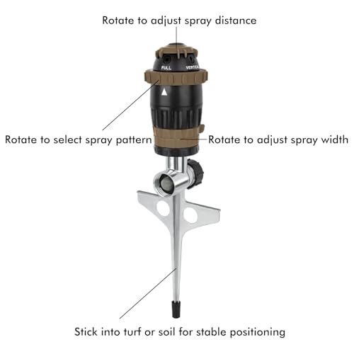 RESTMO Gear Drive Sprinkler with Metal T-Spike Base,Brown - color: Brown, size: 1 Pack