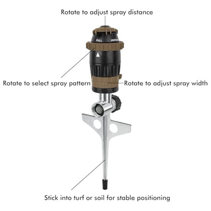 RESTMO Gear Drive Sprinkler with Metal T-Spike Base,Brown - color: Brown, size: 1 Pack