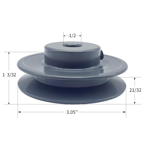 AK30-1/2 v Belt Pulley, 3.05 inch OD, 1/2 Inch Bore, Cast Iron Material, AK Single Groove v Belt Pulleys for "4L" or "A" or "3L" Belts - size: 3.05 inch OD, 1/2 Inch Bore, style: 1 Groove