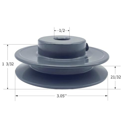 AK30-1/2 v Belt Pulley, 3.05 inch OD, 1/2 Inch Bore, Cast Iron Material, AK Single Groove v Belt Pulleys for "4L" or "A" or "3L" Belts - size: 3.05 inch OD, 1/2 Inch Bore, style: 1 Groove