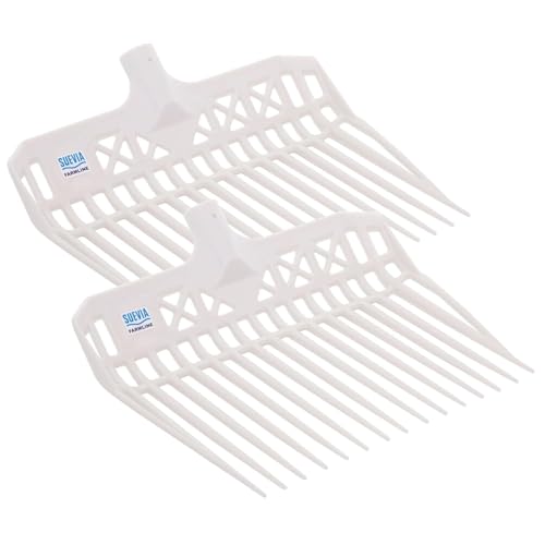 SUEVIA - Pro Manure Fork Head Without Handle - Ultra Strong and Stable - Teeth Length: 7 3/4'' - Premium Pitchfork Replacement Head - White (2 Units)